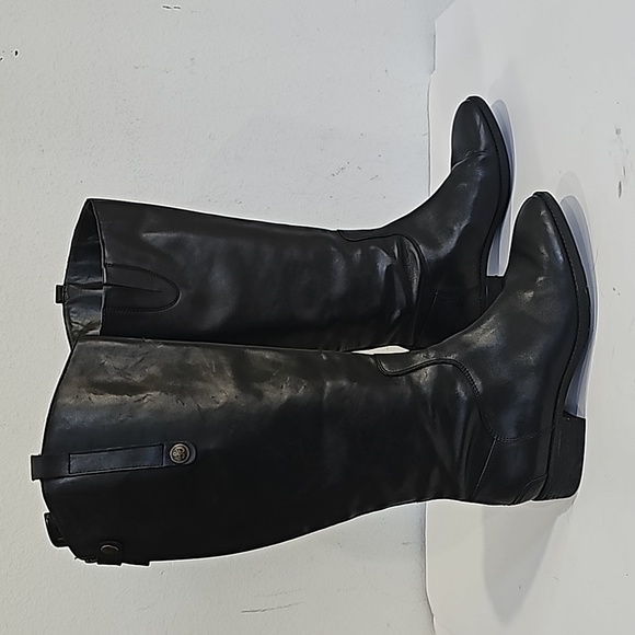 Sam Edelman Classic Black Leather Heeled Boots - Picture 1 of 15